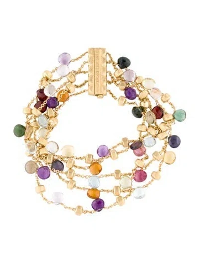 Pre-owned Marco Bicego 18k Multi-stone Paradise 5 Row Multi-strand Bracelet, 6.5"