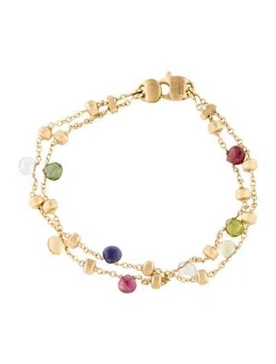 Pre-owned Marco Bicego 18k Multistone Paradise Double Strand Bracelet, 7"