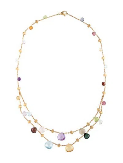 Pre-owned Marco Bicego 18k Multistone Paradise Double Strand Necklace, 16" In Multicolor