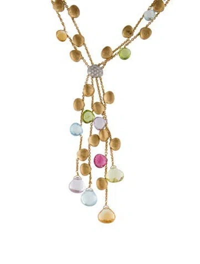Pre-owned Marco Bicego 18k Multi-stone Paradise Lavalier Necklace, 15", 15.25"
