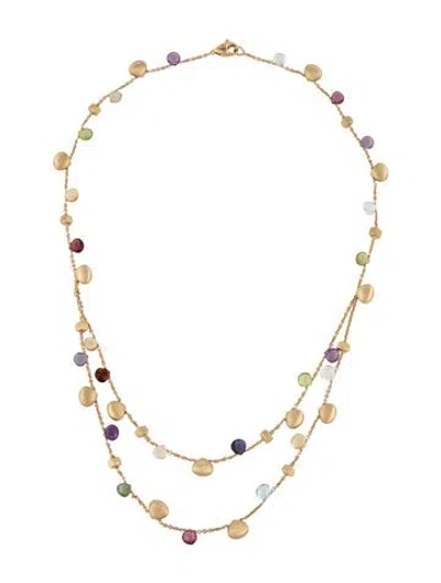 Pre-owned Marco Bicego 18k Multistone Paradise Station Layered Necklace, 20" In Multicolor