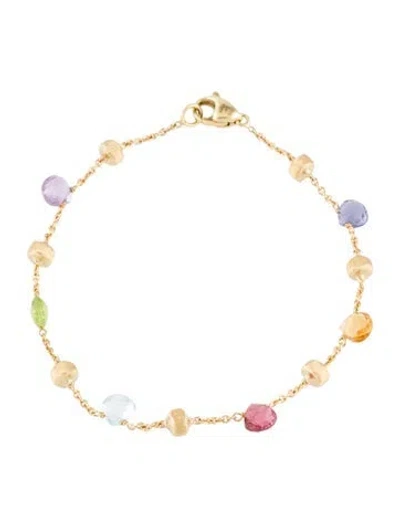 Pre-owned Marco Bicego 18k Multistone Single-strand Station Bracelet, 6.75" In Multicolor