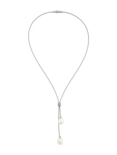 Pre-owned Marco Bicego 18k Pearl & Diamond Santorini Necklace, 16" In Multi