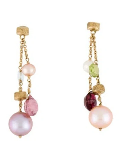 Pre-owned Marco Bicego 18k Pearl & Multi Gemstone Drop Earrings