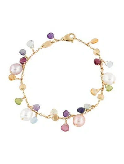 Pre-owned Marco Bicego 18k Pearl & Multistone Paradise Bracelet, 7"
