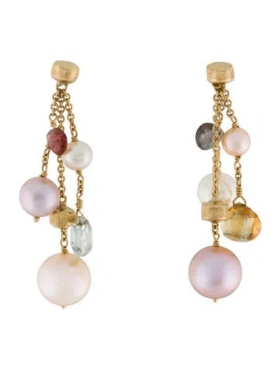 Pre-owned Marco Bicego 18k Pearl & Multistone Paradise Drop Earrings