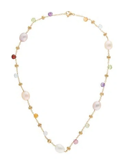 Pre-owned Marco Bicego 18k Pearl & Multistone Paradise Necklace, 16"