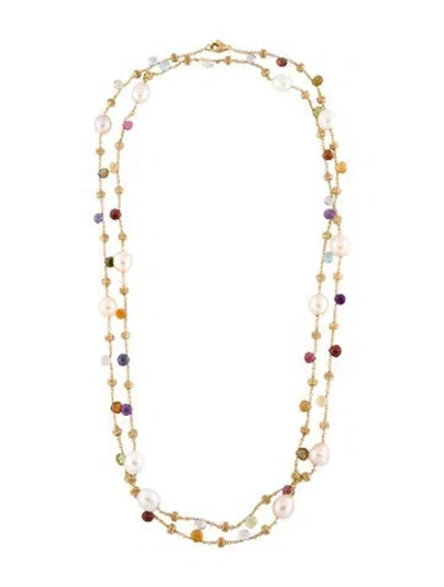 Pre-owned Marco Bicego 18k Pearl & Multistone Paradise Necklace, 46.5"