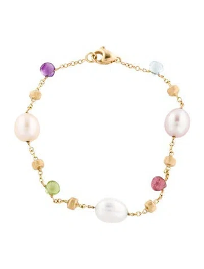 Pre-owned Marco Bicego 18k Pearl & Multi-stone Paradise Station Bracelet, 6.75"