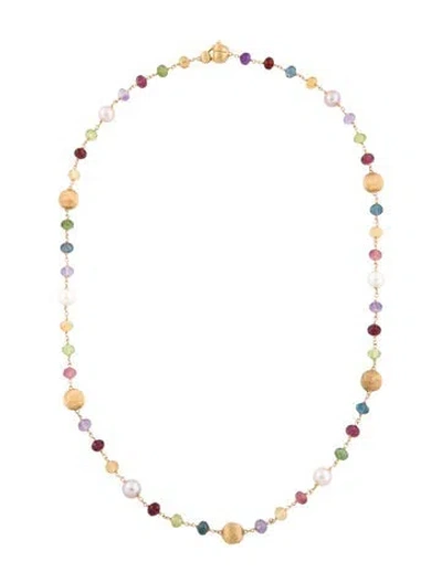 Pre-owned Marco Bicego 18k Pearl & Multistone Paradise Station Necklace, 18.5"