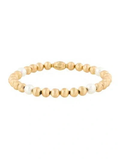 Pre-owned Marco Bicego 18k Pearl Bead Strand Bracelet, 6.75" In Multi