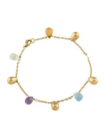 Pre-owned Marco Bicego 18k Prasiolite, Citrine, Topaz & Amethyst Station Bracelet, 7" In Multi