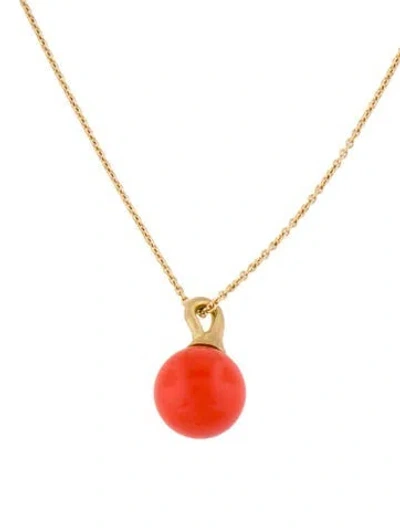 Pre-owned Marco Bicego 18k Resin Pendant Necklace, 16.5" In Orange
