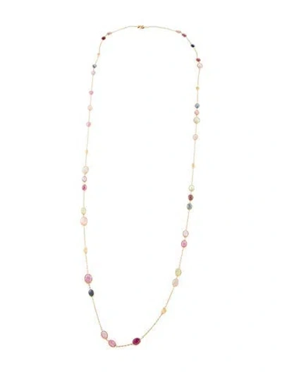 Pre-owned Marco Bicego 18k Sapphire & Glass Filled Ruby Siviglia Station Necklace, 36.5" In Multi