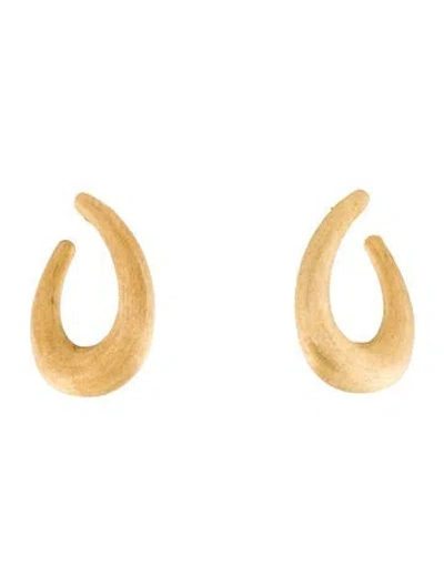 Pre-owned Marco Bicego 18k Textured Hoop Earrings In Multi