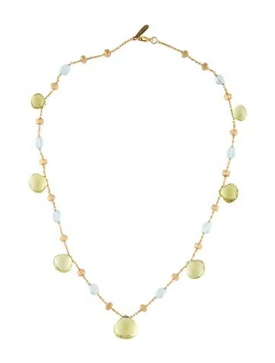 Pre-owned Marco Bicego 18k Topaz & Quartz Station Necklace, 16" In Multicolor