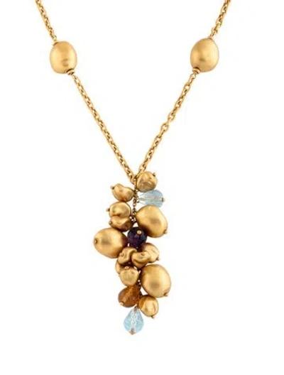 Pre-owned Marco Bicego 18k Topaz, Citrine & Amethyst Nugget Lavalier Necklace, 16.75" In Multicolor
