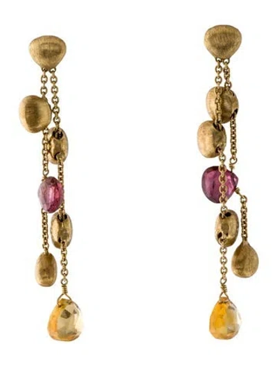 Pre-owned Marco Bicego 18k Tourmaline & Citrine Drop Earrings In Multi