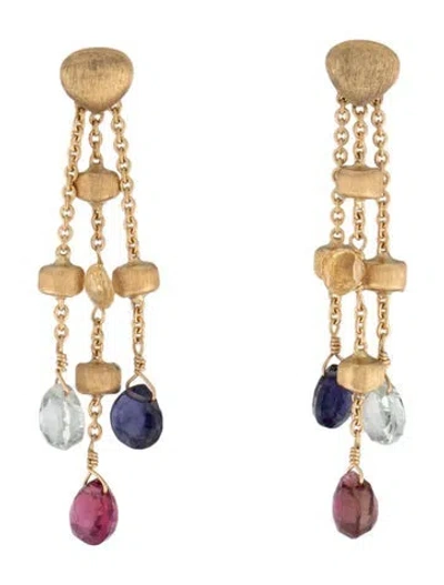 Pre-owned Marco Bicego 18k Tourmaline, Iolite & Peridot Drop Earrings In Multicolor