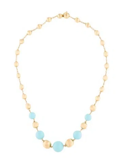 Pre-owned Marco Bicego 18k Turquoise Africa Short Beaded Necklace, 16" In Multi