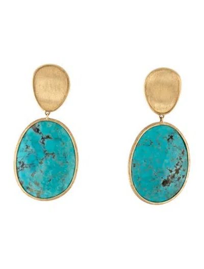 Pre-owned Marco Bicego 18k Turquoise Lunaria Drop Earrings In Multicolor