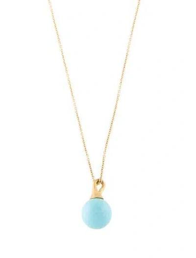 Pre-owned Marco Bicego 18k Turquoise Pendant Necklace, 17" In Blue
