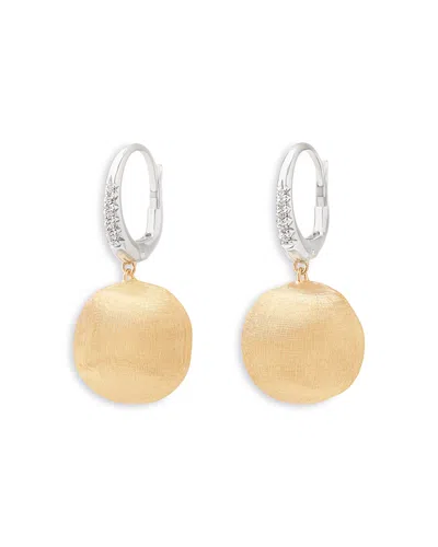 Marco Bicego 18k White & Yellow Gold Africa Diamond & Textured Disc Drop Earrings