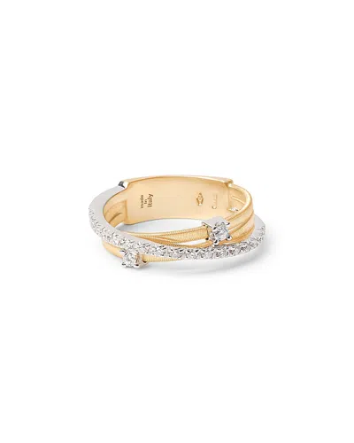 Marco Bicego 18k White & Yellow Gold Goa Diamond Three Strand Ring