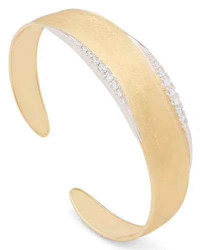 Marco Bicego 18k White & Yellow Gold Lunaria Diamond Cuff Bangle Bracelet