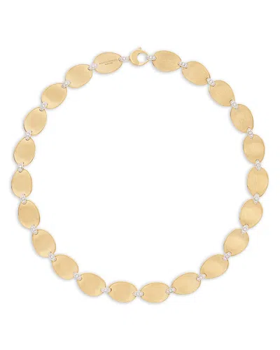 Marco Bicego 18k White & Yellow Gold Lunaria Diamond Textured Link Collar Necklace, 17.75