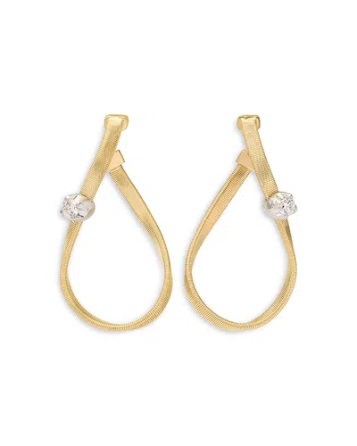 Marco Bicego 18k White & Yellow Gold Marrakech Diamond Chain Link Hoop Earrings In Pattern