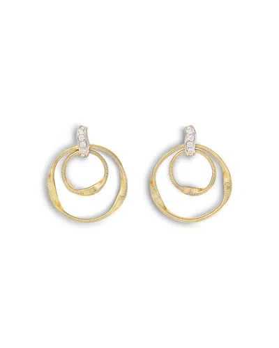 Marco Bicego 18k White & Yellow Gold Marrakech Diamond Double Circle Drop Earrings, 0.086 Tcw
