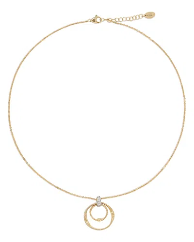 Marco Bicego 18k White & Yellow Gold Marrakech Diamond Double Circle Pendant Necklace, 0.043 Tcw