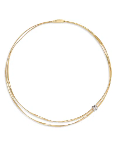 Marco Bicego 18k White & Yellow Gold Marrakech Diamond Double Strand Collar Necklace, 0.086 Tcw