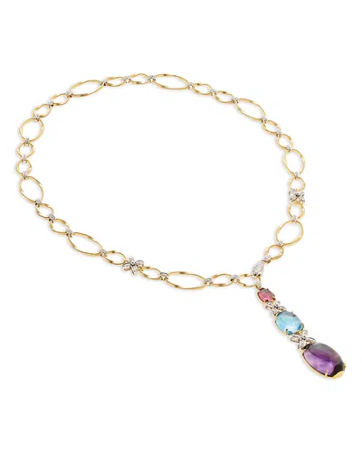 Marco Bicego 18k White & Yellow Gold Marrakech Onde Gemstones Amethyst, Blue Topaz, Pink Tourmaline & Diamond Lar In Multi
