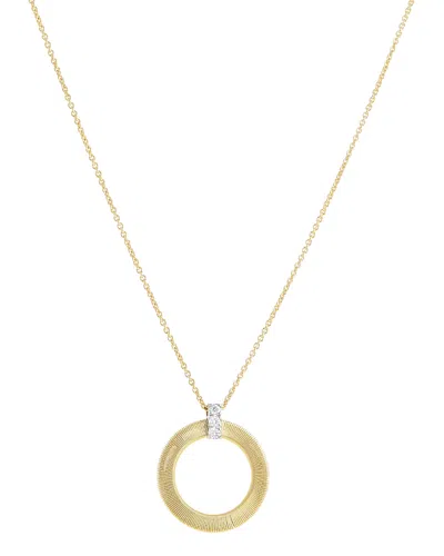 MARCO BICEGO 18K WHITE & YELLOW GOLD MASAI DIAMOND CIRCLE PENDANT NECKLACE, 16.5L,CG797-B-YW