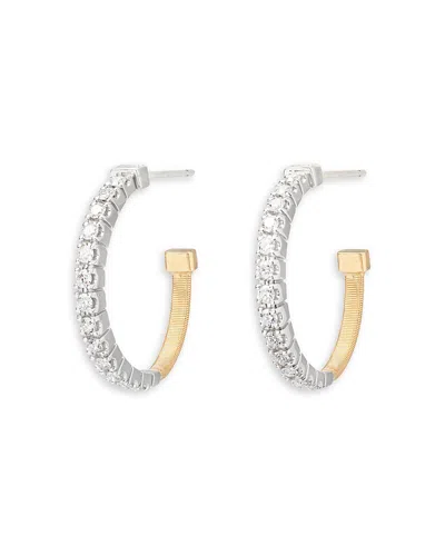 MARCO BICEGO 18K WHITE & YELLOW GOLD MASAI DIAMOND HOOP EARRINGS