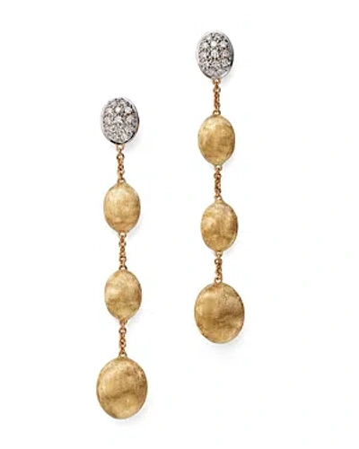 Marco Bicego 18k White & Yellow Gold Siviglia Diamond & Textured Bead Drop Earrings In Gold/white