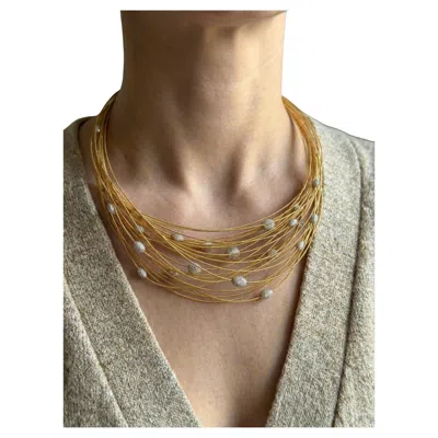 Pre-owned Marco Bicego 18k Yellow And White Gold Diamond Station Necklace