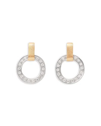 MARCO BICEGO 18K YELLOW & WHITE GOLD JAIPUR LINK DIAMOND FLAT LINK STUD EARRINGS
