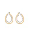Marco Bicego 18k Yellow & White Gold Masai Diamond Pear Double Spiral Hoop Earrings In Gold/white