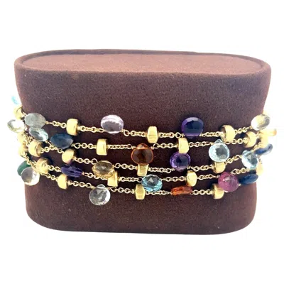 Pre-owned Marco Bicego 18k Yellow Gold 4.5-5.8 Mm Multi-gem Link Bracelet 27.53 Grams