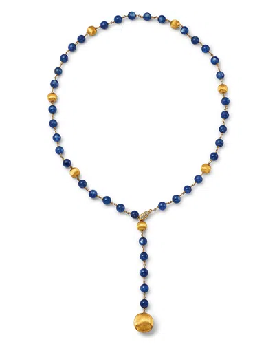 Marco Bicego 18k Yellow Gold Africa Kyanite & Diamond Textured Bead Lariat Necklace, 18 In Multi