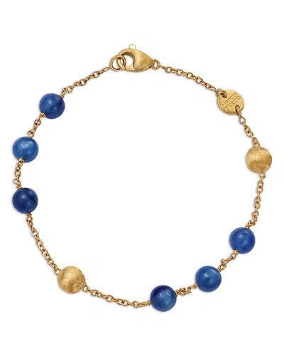 Marco Bicego 18k Yellow Gold Africa Kyanite & Textured Bead Chain Bracelet In Blue