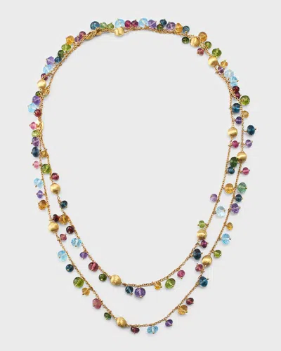 Marco Bicego 18k Yellow Gold Africa Long Necklace With Mixed Gems In 05 Yellow Gold