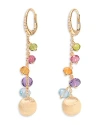 MARCO BICEGO 18K YELLOW GOLD AFRICA MULTI GEMSTONE & DIAMOND DROP EARRINGS