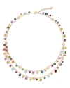 MARCO BICEGO 18K YELLOW GOLD AFRICA MULTI GEMSTONE DANGLE DOUBLE STRAND STATEMENT NECKLACE, 16.5