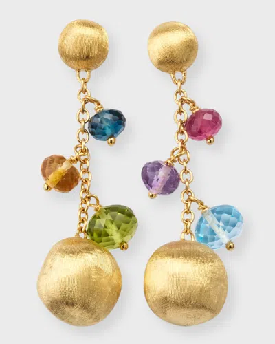 Marco Bicego 18k Yellow Gold Africa Single Strand Earrings With Mixed Gems In 05 Yellow Gold