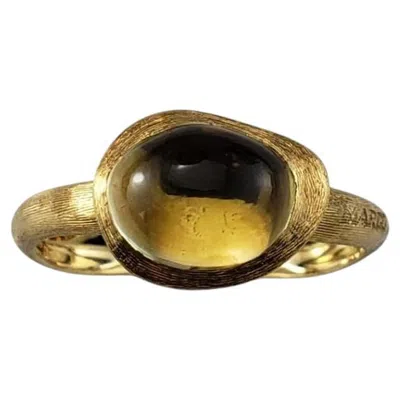 Pre-owned Marco Bicego 18k Yellow Gold Cabochon Citrine Jaipur Frame Ring Size 7.25