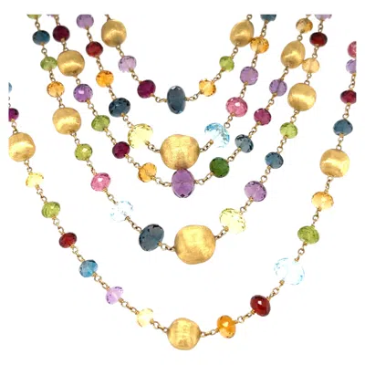 Pre-owned Marco Bicego 18k Yellow Gold Graduated Five-strand Beaded Gem Necklace 18"